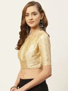 Studio Shringaar Women Golden Woven Design Saree Blouse