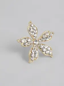 Carlton London Gold-Toned Floral Studs Earrings