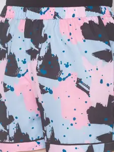 FashionRack Women Grey & Blue 2 Printed Lounge Shorts