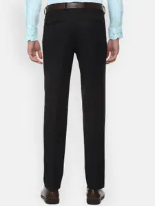 Van Heusen Men Black Checked Slim Fit Formal Trousers