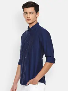 Louis Philippe Sport Men Navy Blue Slim Fit Opaque Pure Cotton Casual Shirt