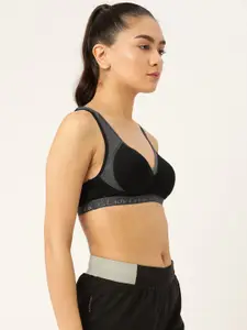 Lady Lyka Black & Grey Cotton Bra-Full Coverage Non-Wired Lightly Padded