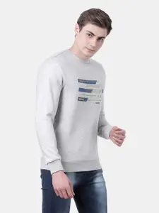 t-base Men Grey Printed Sweatshirt