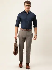 Peter England Men Navy Blue Slim Fit Formal Shirt