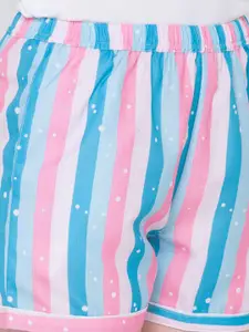 FashionRack Women Set of 2 Blue & Pink Printed Lounge Shorts
