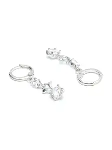 Priyaasi Silver-Toned Floral Drop Earrings