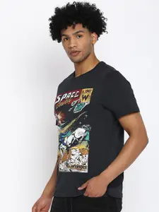Wrangler Men Black Printed Cotton T-shirt