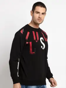 Status Quo Men Black Printed Sweatshirt