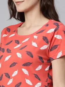 Kryptic Pack of 2 Orange Printed Pure Cotton Nightdress