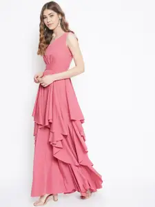 Berrylush Pink Crepe Maxi Dress