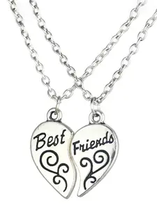 Yellow Chimes Set Of 2 Silver-Plated Best Friends Chain Pendant