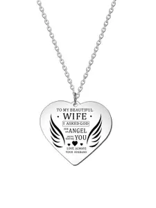 Yellow Chimes Silver-Toned Stainless Steel Couple Pendant With Chain