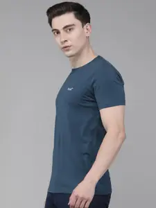 French Connection Men Blue Solid Slim Fit T-shirt