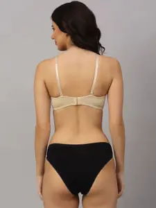 PrettyCat Beige Strapless Pushup Bra Panty Set