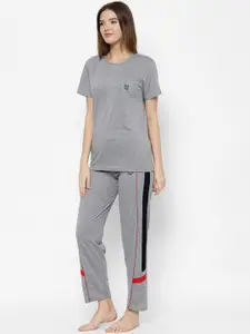 MACK JONNEY Women Grey Melange Night suit