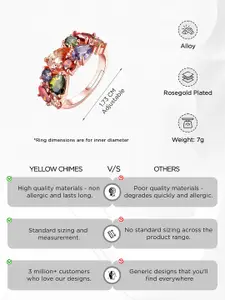 Yellow Chimes Rose Gold-Plated Flowerets Sparkling Vine Swiss Zirconia Crystal Ring