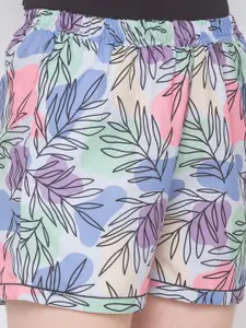 FashionRack Women Pink & Blue Pack Of 2 Printed Lounge Shorts