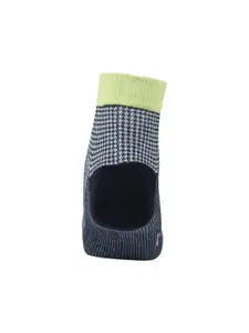 The Tie Hub Men Navy Blue & Green Houndstooth Ankle Length Socks