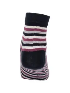 The Tie Hub Grey & Black Striped Ankle Length Socks