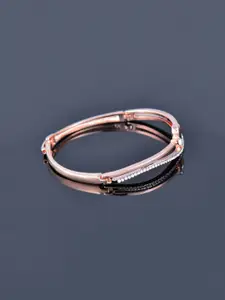 Yellow Chimes Women Rose Gold-Plated Crystals Bangle-Style Bracelet