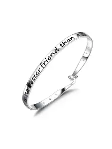 Yellow Chimes Women Rhodium-Plated Silver-Toned & Black Bangle-Style Bracelet