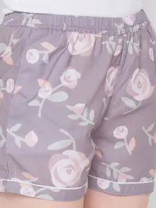FashionRack Women Brown & Grey 2 Printed Lounge Shorts
