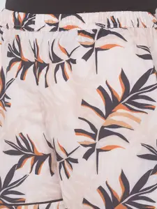 FashionRack Women Pack of 2 Mauve & Off White Printed Lounge Shorts