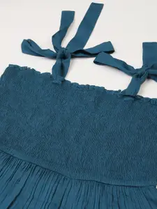 DEEBACO Woman Blue Tie-Up Dress