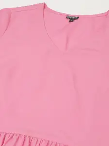 DEEBACO Pink Gathered Flared Dress