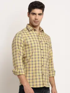 Cantabil Men Yellow Checked Pure Cotton Casual Shirt