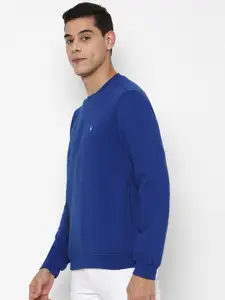 Allen Solly Men Blue Solid Pure Cotton Sweatshirt