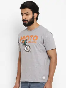 Royal Enfield Men Grey Biker Printed Cotton T-shirt