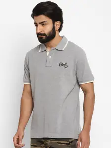 Royal Enfield Men Grey Polo Collar T-shirt