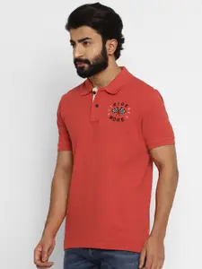 Royal Enfield Men Red & dark terra cotta Polo Collar T-shirt