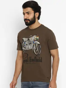 Royal Enfield Men Brown Biker Printed T-shirt