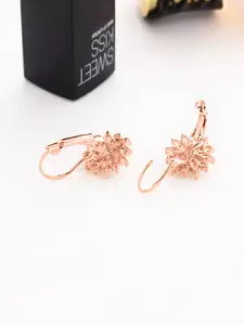 Yellow Chimes Rose Gold-Toned Floral Crystal Studded Studs Earrings