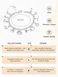 Yellow Chimes Women Silver-Plated Charm Bracelet