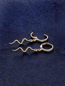 Yellow Chimes Se of 9 Gold-Plated Contemporary Drop Earrings