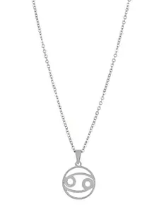BEWITCHED Silver-Toned Cancer Zodiac Sign Charm Pendant With Chain