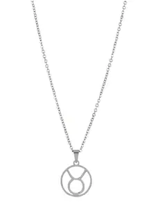 BEWITCHED Silver-Toned Taurus Zodiac Sign Charm Pendant With Chain