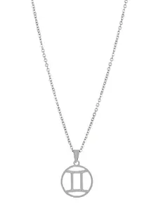 BEWITCHED Silver-Toned Gemini Zodiac Sign Charm Pendant With Chain