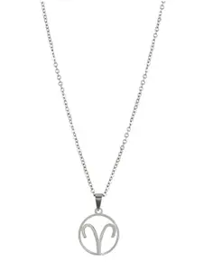 BEWITCHED Silver-Toned Aries Zodiac Sign Charm Pendant With Chain