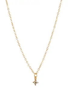 BEWITCHED Gold-Toned Rhinestones Studded Pendant With Chain