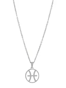 BEWITCHED Silver-Toned Pisces Zodiac Sign Charm Pendant With Chain