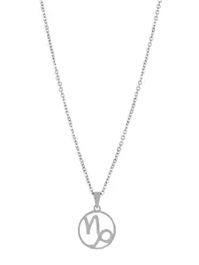 BEWITCHED Silver-Toned Capricorn Zodiac Sign Charm Pendant With Chain