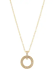 BEWITCHED Gold-Toned & White Rhinestone Studded Circle Of Life Pendant With Chain