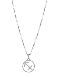 BEWITCHED Silver-Toned Saggitarius Zodiac Sign Charm Pendant With Chain