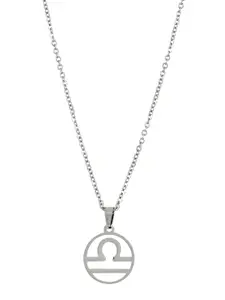 BEWITCHED Silver-Toned Libra Zodiac Sign Charm Pendant With Chain