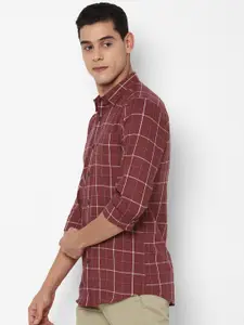 Allen Solly Men Maroon Slim Fit Checked Casual Shirt