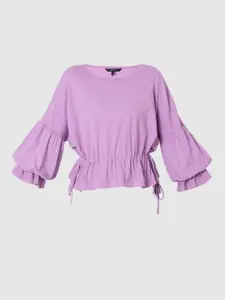 Vero Moda Women Purple Puff Sleeves T-shirt